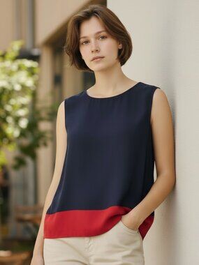 Tommy Hilfiger Sleeveless Navy and Red Summer Top Camisole ize Small